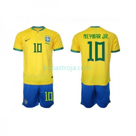 Billiga Fotbollströjor Brasilien Neymar JR 10 Barn Hemma tröja WM 2022 Kortärmad